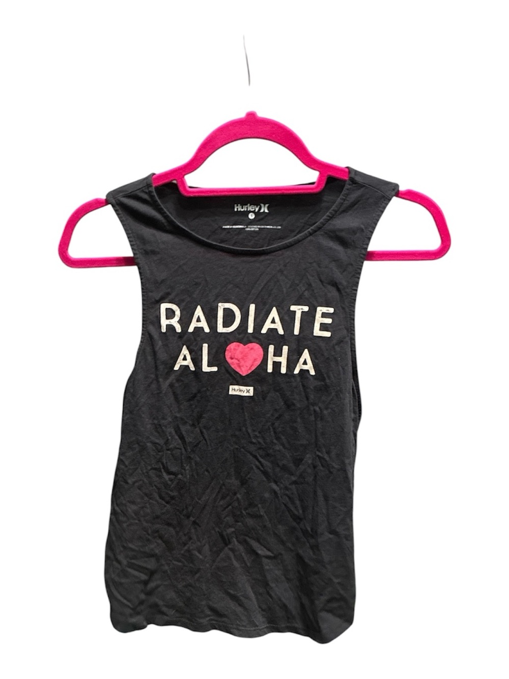 Hurley Black Tank with Pink Heart Graphic